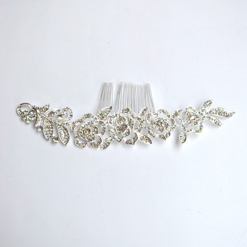 Peineta plateada cristales