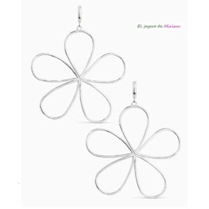 Pendientes plateados flores