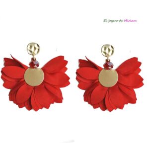 Pendientes rojos flores