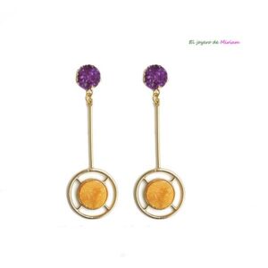 Pendientes mostaza y bugamvilla