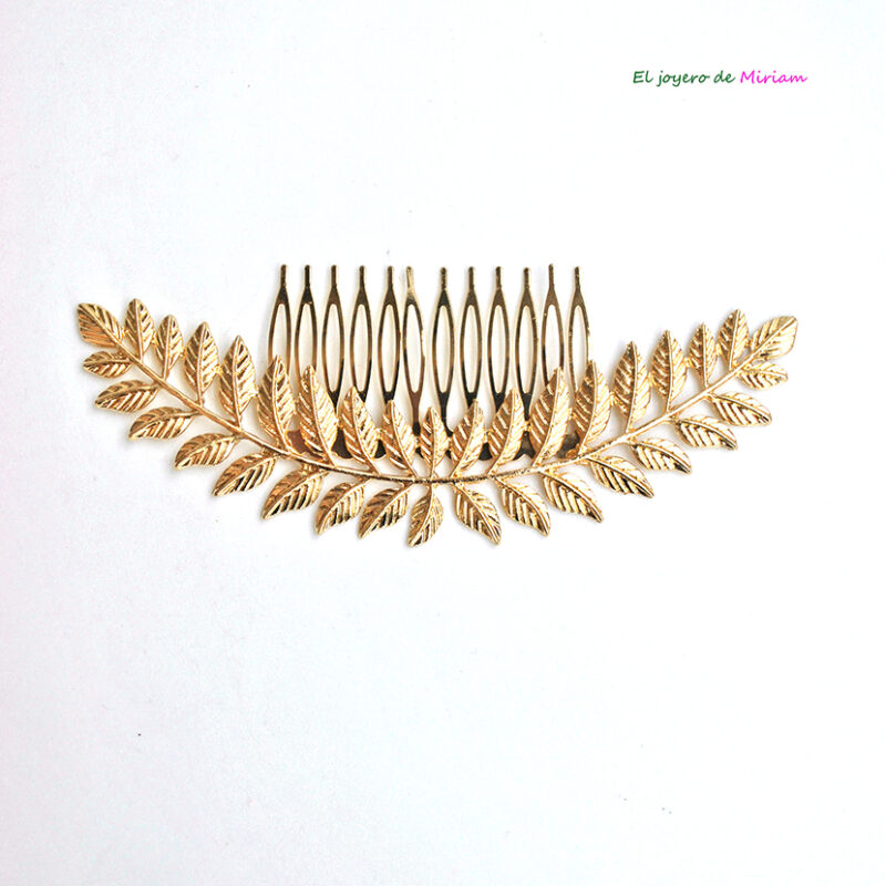 Peineta dorada hojas