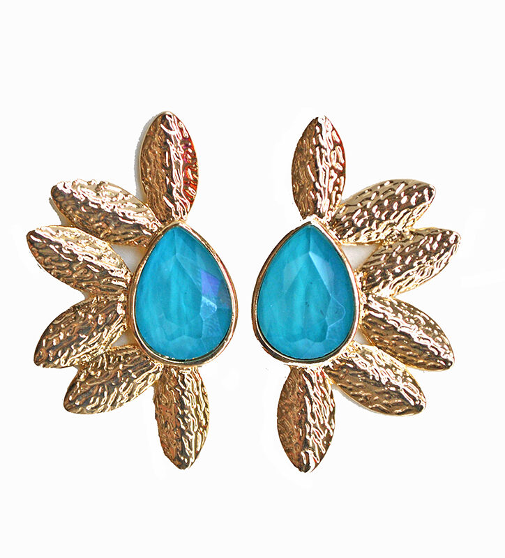 Pendientes turquesas y dorados