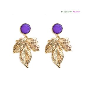 Pendientes morados y dorados