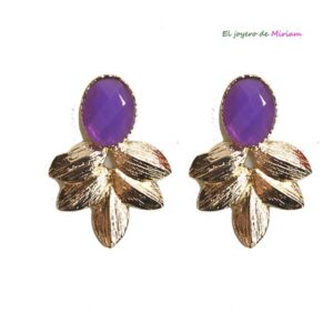 Pendientes morados hojas