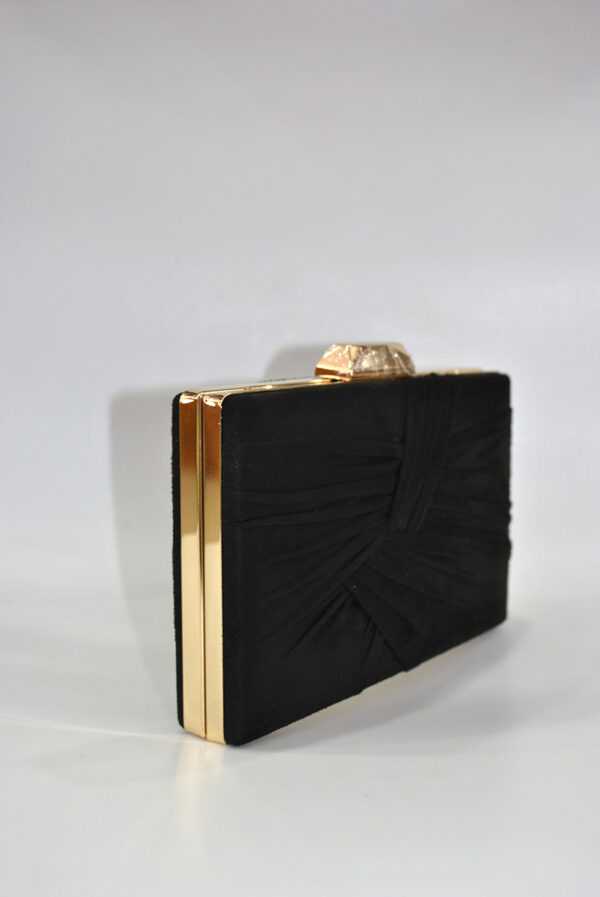 Bolso clutch negro frunce - Imagen 2