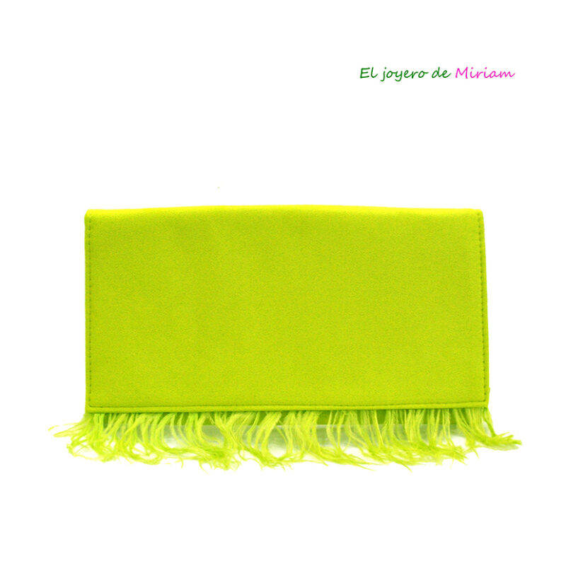 Cartera plumas verde lima