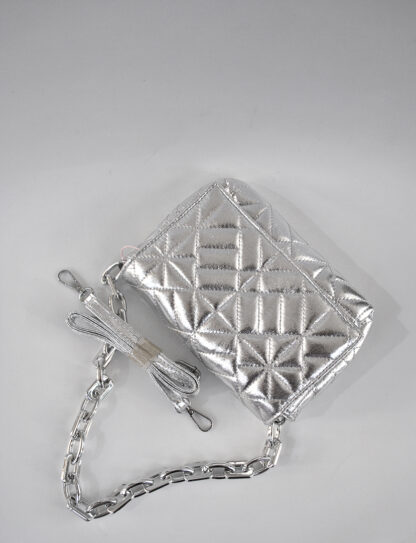 Bolso plateado asa cadena - Imagen 4