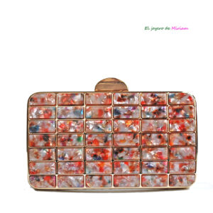 Bolso clutch nácar multi naranja