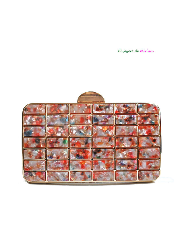 Bolso clutch nácar multi naranja