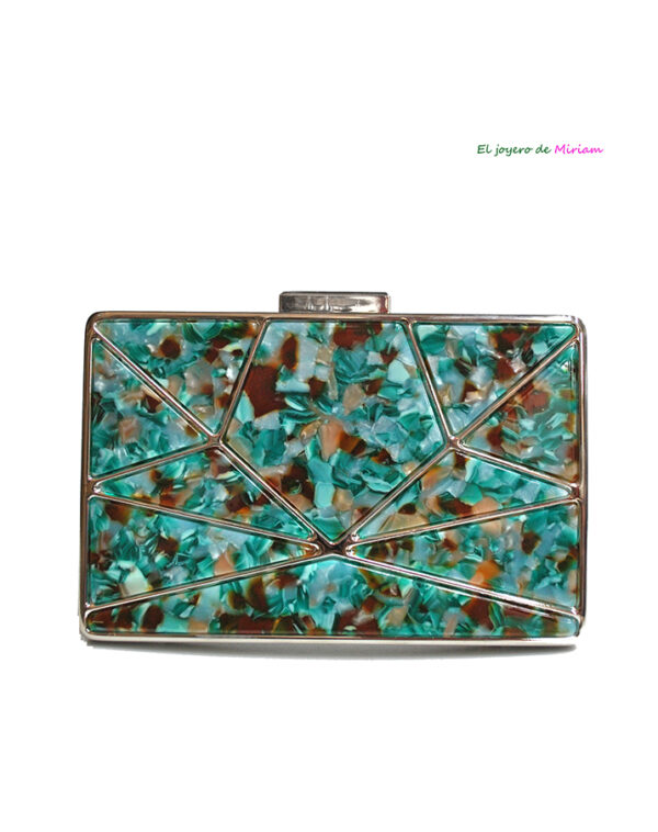 Clutch nácar multi turquesa