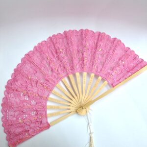 Abanico rosa de encaje