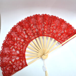 Abanico rojo de encaje