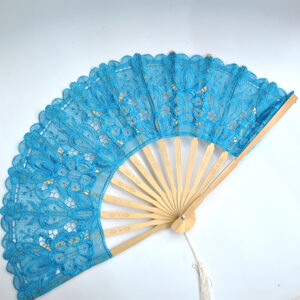 Abanico azul de encaje