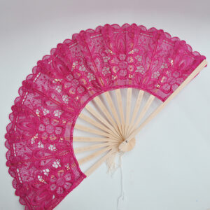 Abanico fucsia de encaje