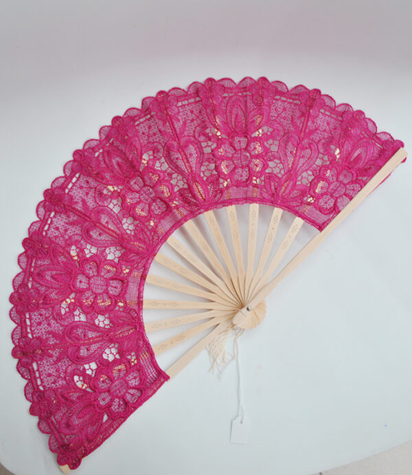 Abanico fucsia de encaje