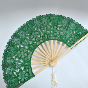 Abanico verde de encaje