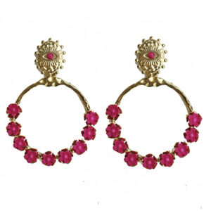 Pendientes fucsias acero