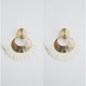 Pendientes rafia blancos