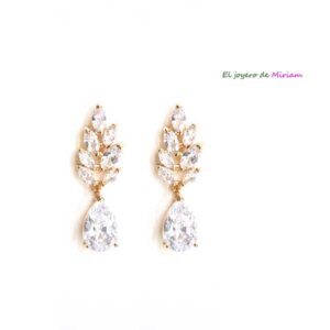 Pendientes acero cristales blancos
