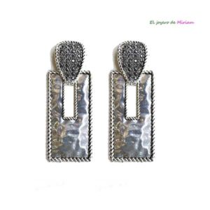 Pendientes rectangulares plateados