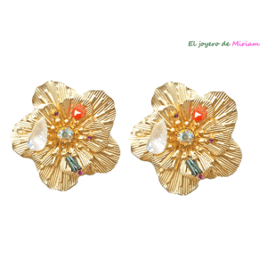 Pendientes flores y piedras
