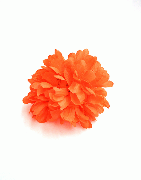 Flor naranja con pinza