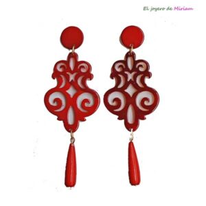 Pendientes rojos resina