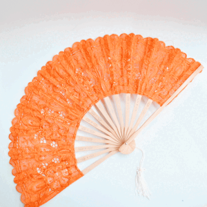 Abanico naranja de encaje