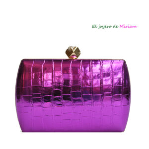 Bolso clutch morado metalizado