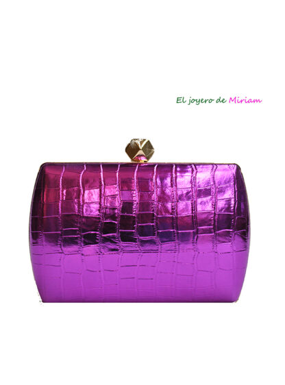 Bolso clutch morado metalizado