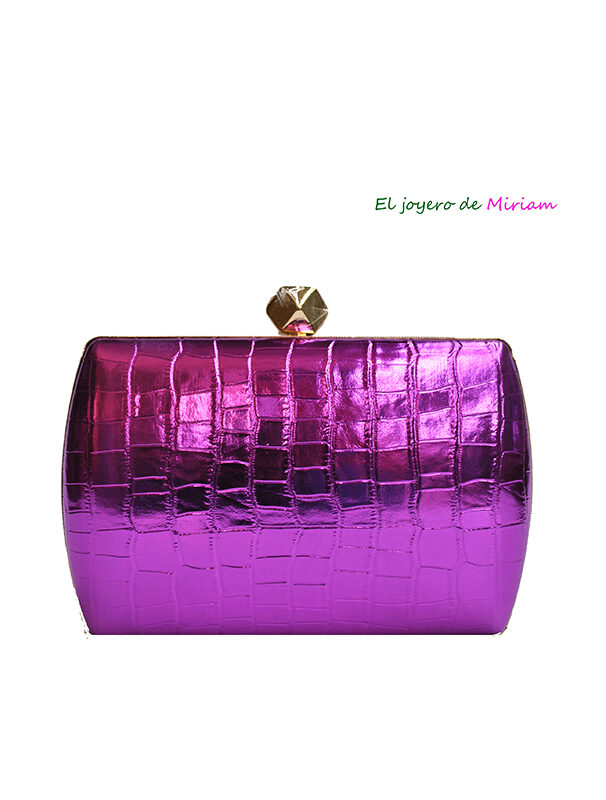 Bolso clutch morado metalizado