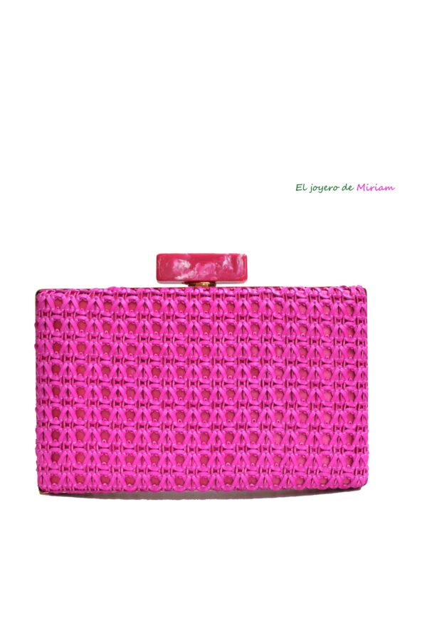 Bolso clutch rafia fucsia