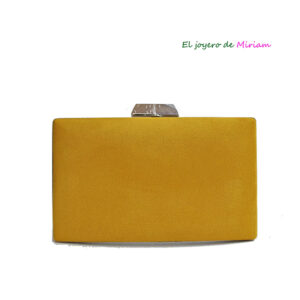 Bolso clutch mostaza y plata