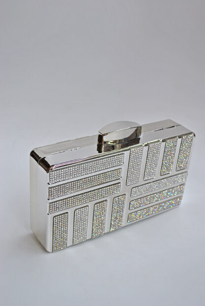 Bolso clutch plata brillantes - Imagen 3