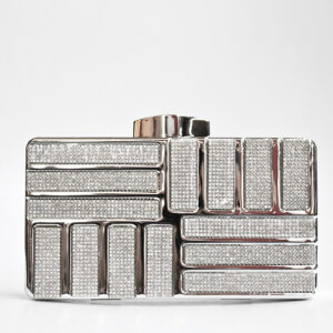 Bolso clutch plata brillantes