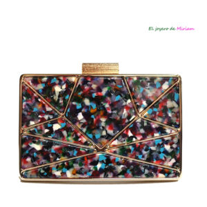 Clutch nácar negro multicolor