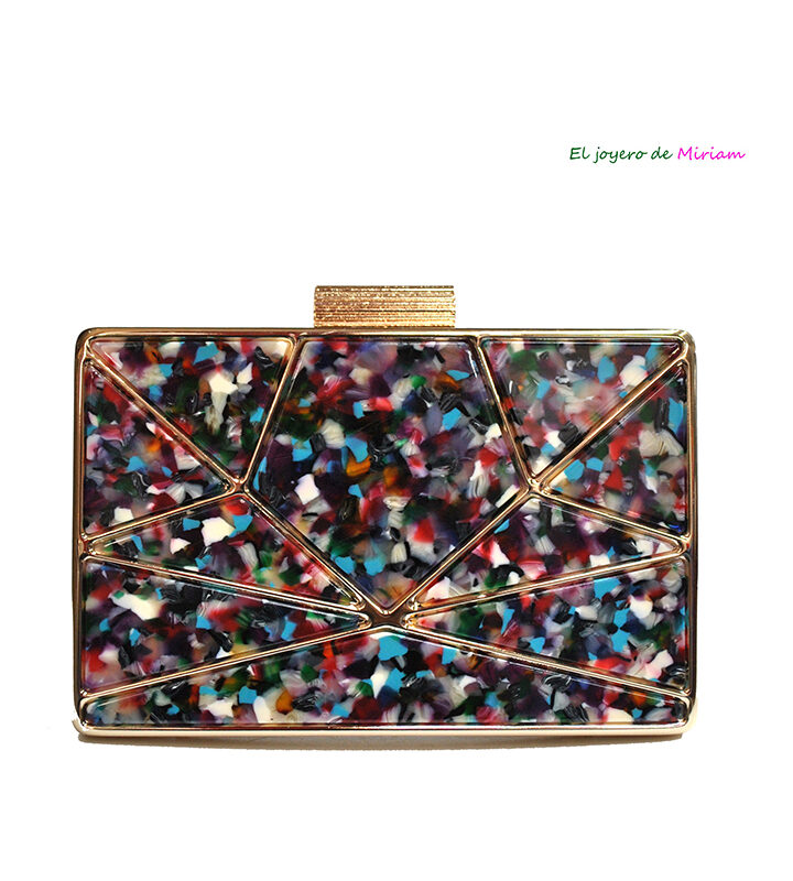 Clutch nácar negro multicolor