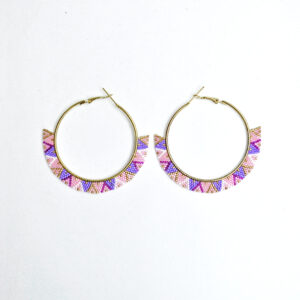 Pendientes aros lilas y rosas