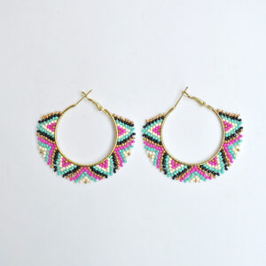 Pendientes aros fucsias y turquesa