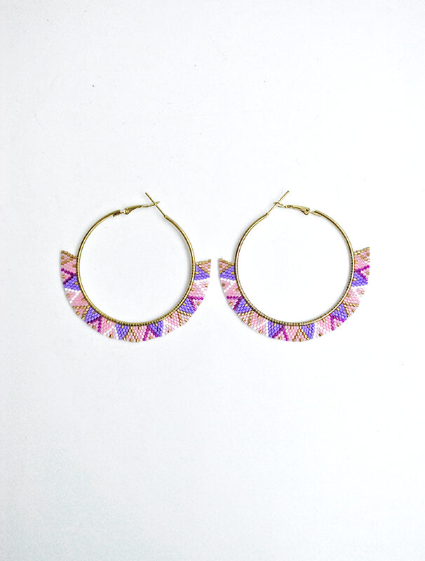 Pendientes aros lilas y rosas