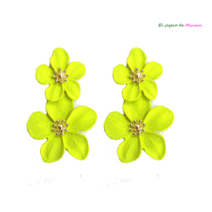 Pendientes flores verde lima