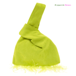 Clutch saco verde lima plumas