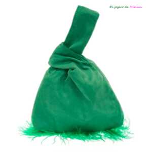 Clutch saco verde plumas