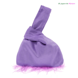 Clutch saco lila plumas