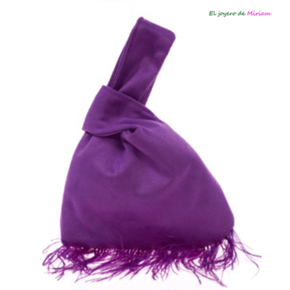 Clutch saco morado plumas