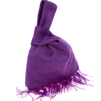 Clutch saco morado plumas - Imagen 2