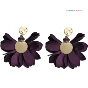 Pendientes flores berenjena