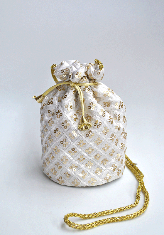 Bombonera blanca lentejuelas