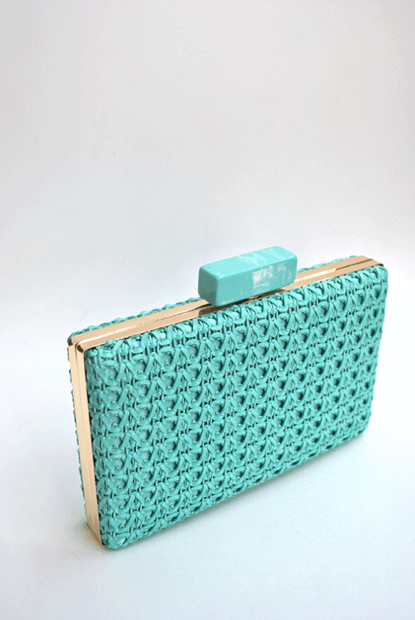 Bolso clutch aguamarina rafia - Imagen 2