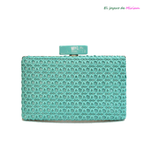 Bolso clutch aguamarina rafia